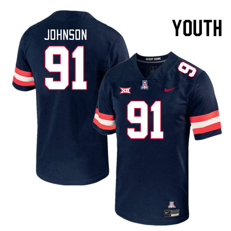 Youth #91 Isaiah Johnson Arizona Wildcats Big 12 Conference College Football Jerseys Stitched-Navy